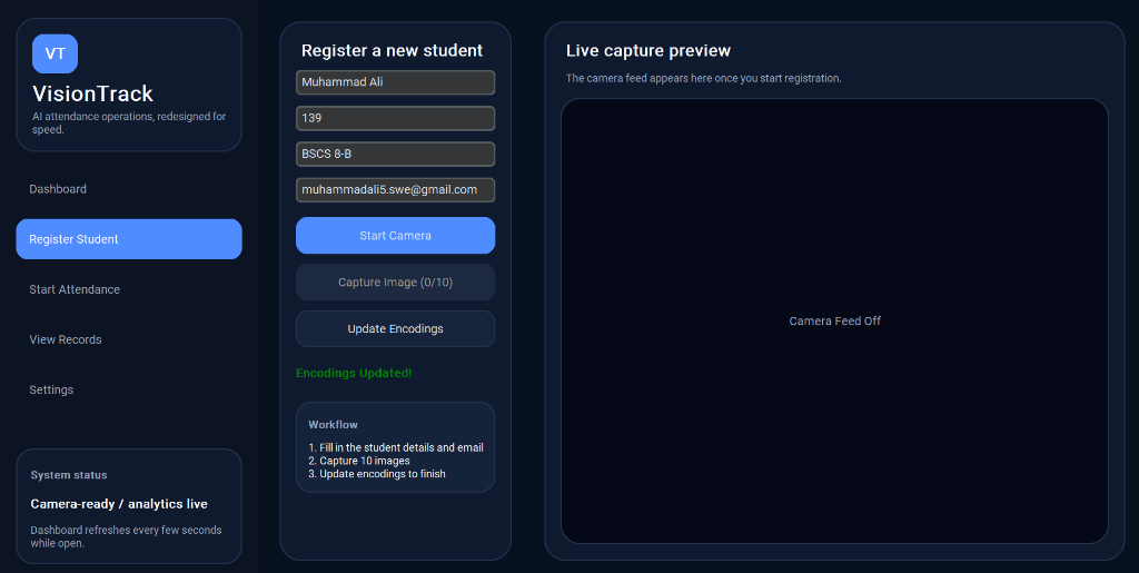 Student Registration & Dataset Staging (Light)
